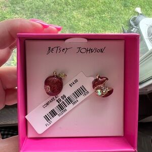 Betsey Johnson Apple Teacher Earring Studs